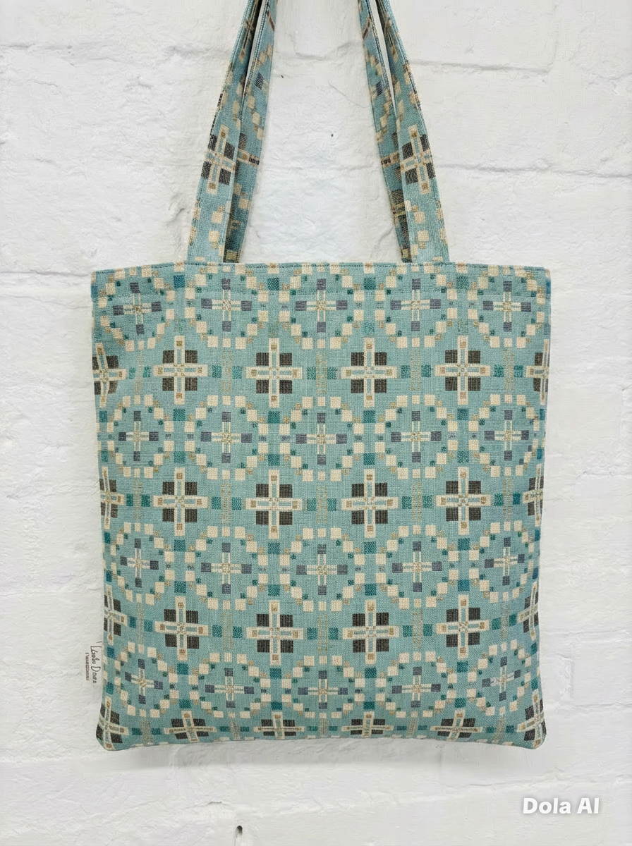 Vintage Cross Welsh Blanket Tote style Shopping Bag