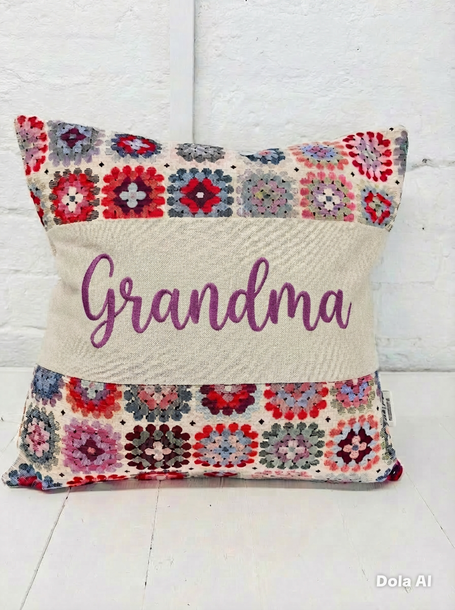Granny Square Mother’s Day Cushion - Personalised Cushion