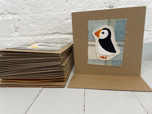Puffin Greeting Card- wool touch fabric