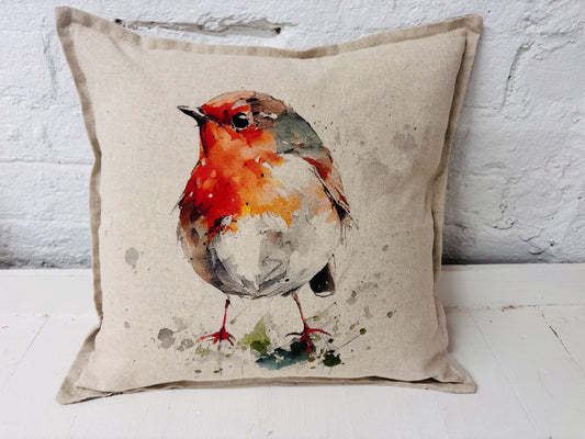 16” Christmas Robin Cushion - Nadolig Llawen Robin Christmas Cushion Welsh Christmas Cushion -decorative pillow Cover festive decoration