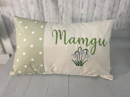 Snowdrop Embroidered Cartref Cushion