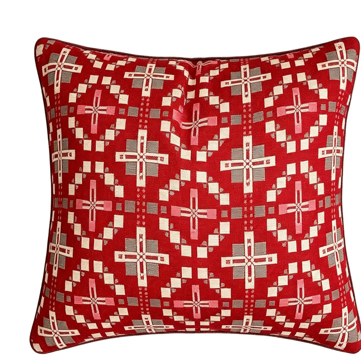 Nadolig llawen Red Vintage Cross Cushion .