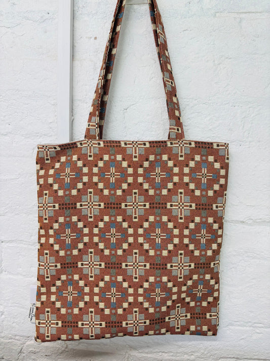 Vintage Cross Welsh Blanket Tote style Shopping Bag
