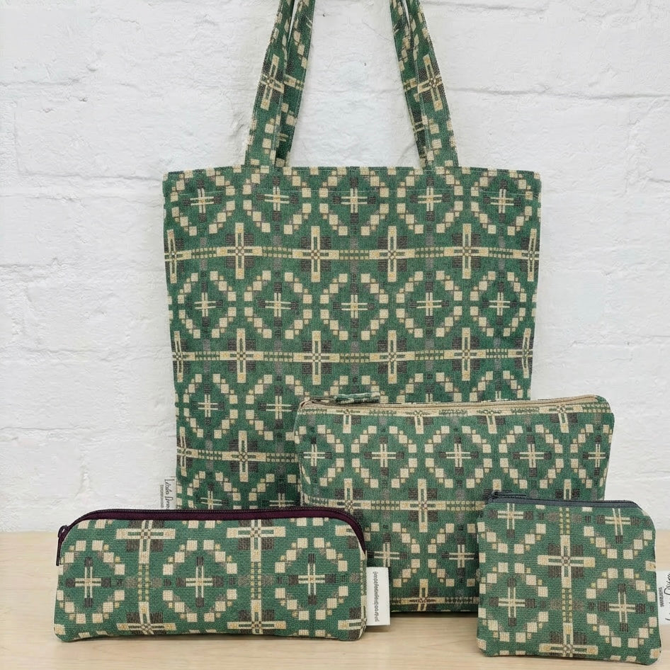 Vintage Cross Welsh Blanket Tote style Shopping Bag