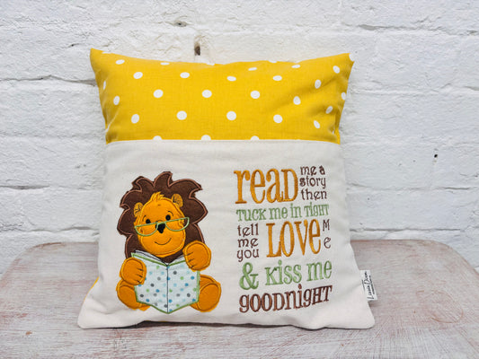 Lion Children's Reading book Cushion.