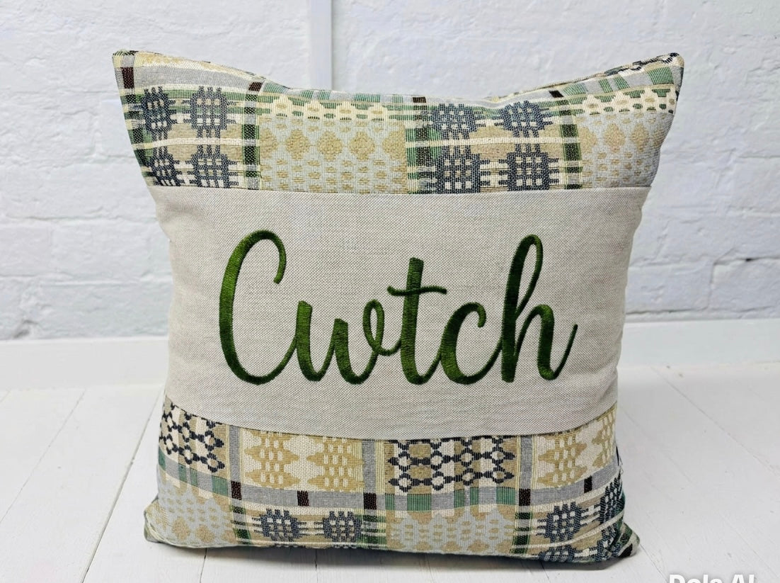 New Welsh Blanket Cushion. 16” Square Cwtch Cushion Personalised cushion