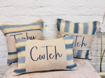Blue and cream -Cwtch Cushion Square (limited edition)