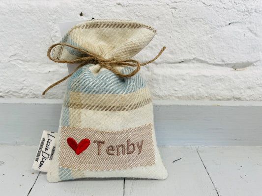 Tenby Lavender Bag wool touch fabric.