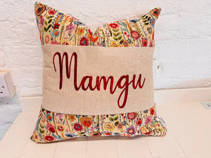 Floral Tapestry Mother’s Day  Personalised Cushion, Gift for Mum. Gift for Mamgu, Personalised Mothers Gift