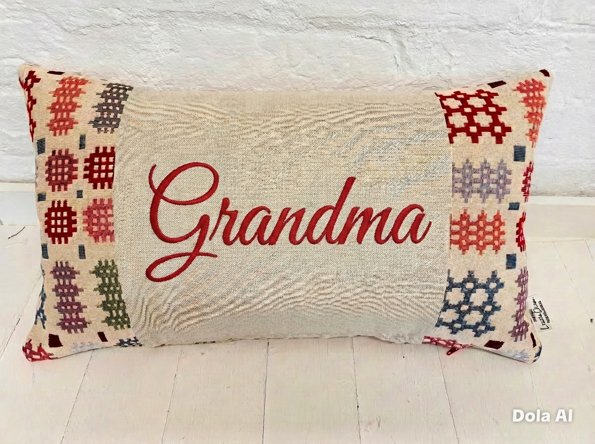 Welsh Blanket Mother's Day Gift, Personalised Cushion, Gift for Mum.