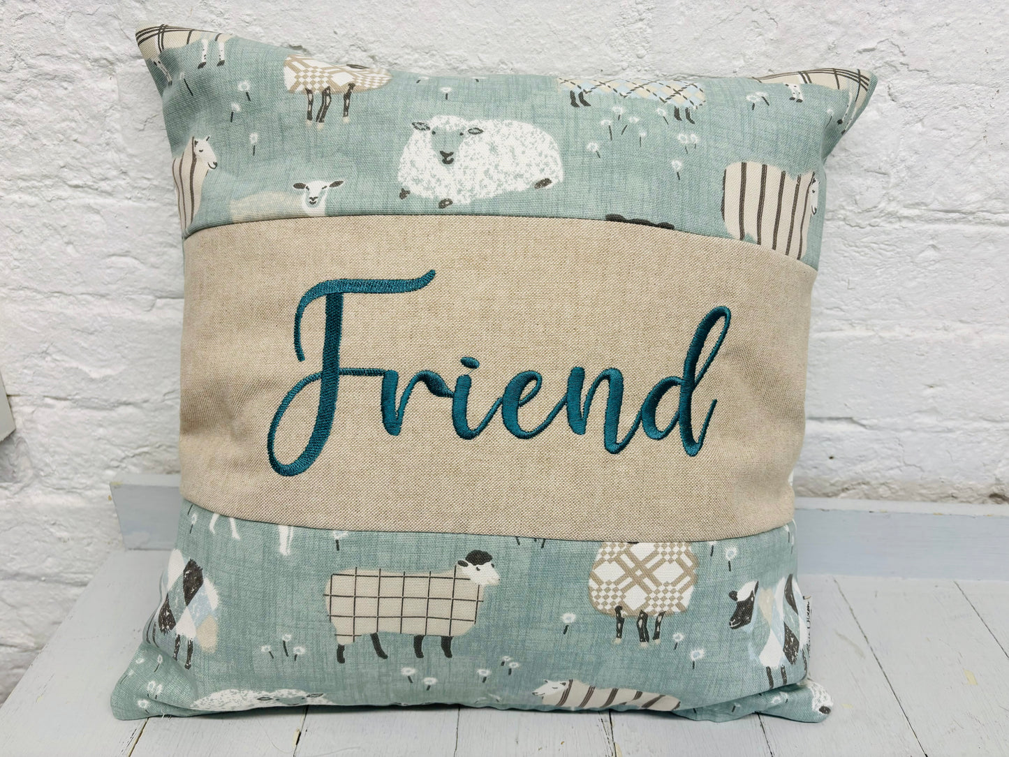 Sheep Friend  Cushion- 16" panel Cushion