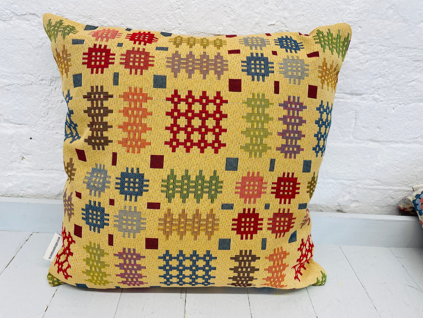 16 " Mustard D Welsh Blanket Tapestry Scatter Cushion- Autumnal Cushion