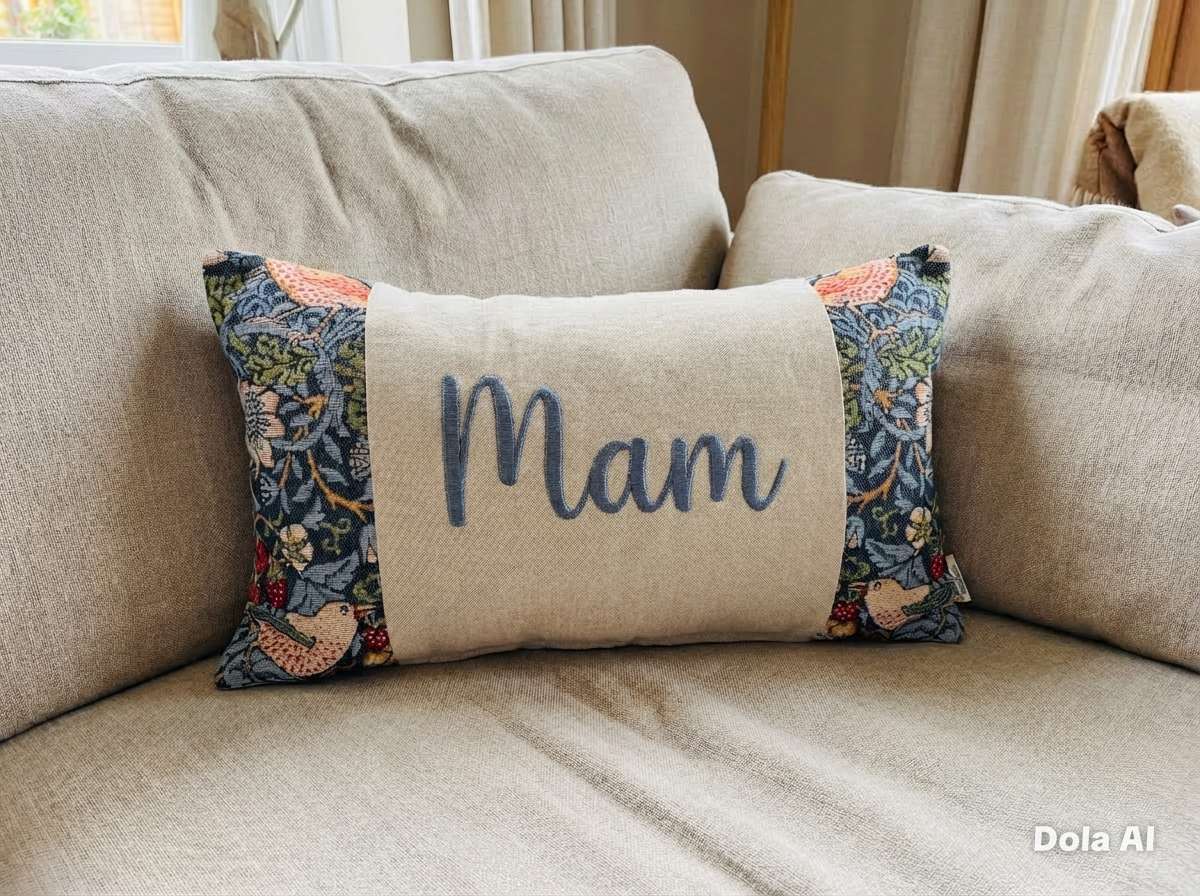 William Morris Strawberry Thief Tapestry Mother’s Gift, Personalised Cushion, Gift for Mum. Square Cushion