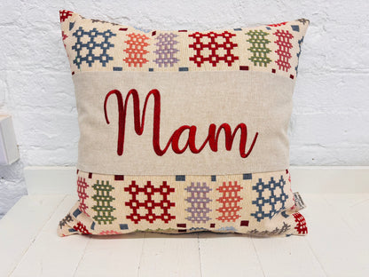 Welsh Blanket Mother's Day Gift, Personalised Cushion, Gift for Mum.