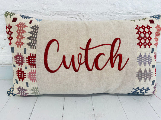 Welsh Blanket style cwtch Cushion-Long Cwtch Panel Cushion