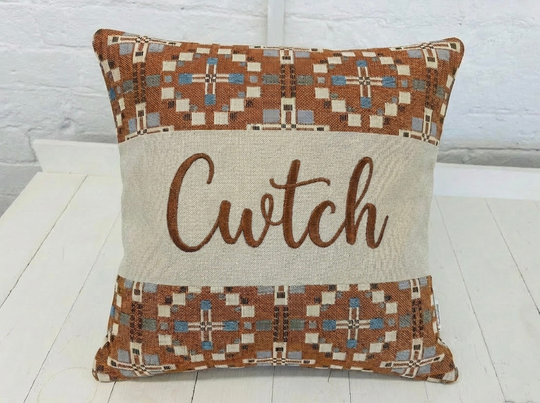 Vintage Cross Welsh Blanket Square Cushion-Personalised Cushion- Quote  Cushion