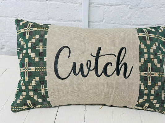 Vintage Cross Welsh Blanket Long Cushion- Any word