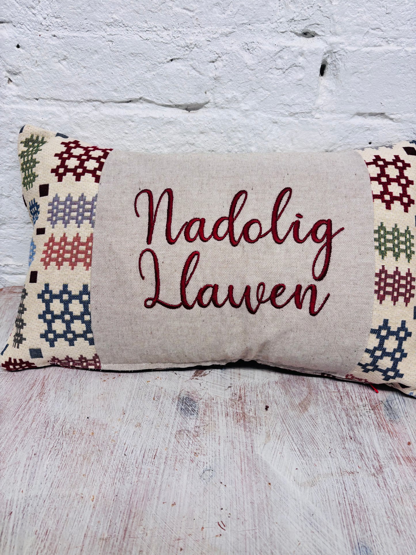 Nadolig Llawen Christmas Welsh Blanket cushion