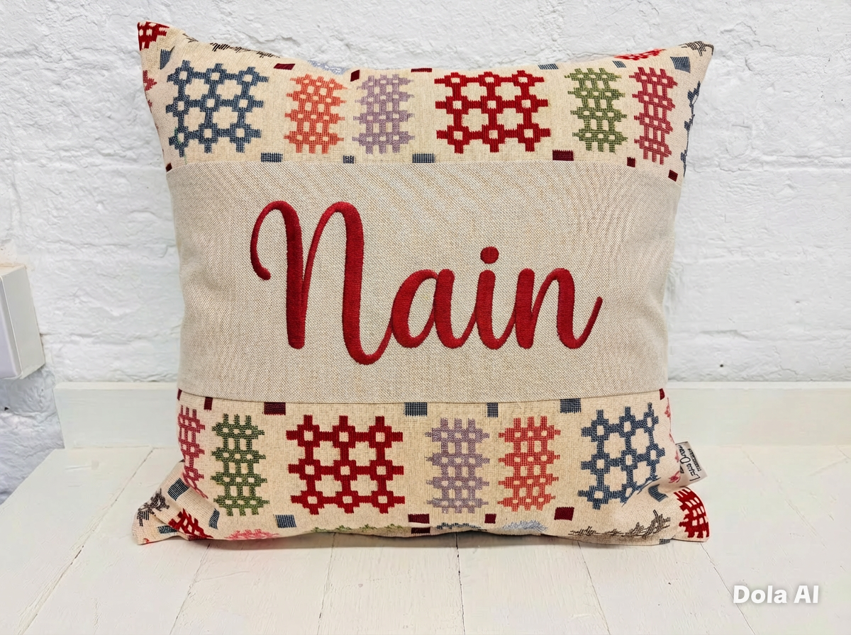 Welsh Blanket Mother's Day Gift, Personalised Cushion, Gift for Mum.