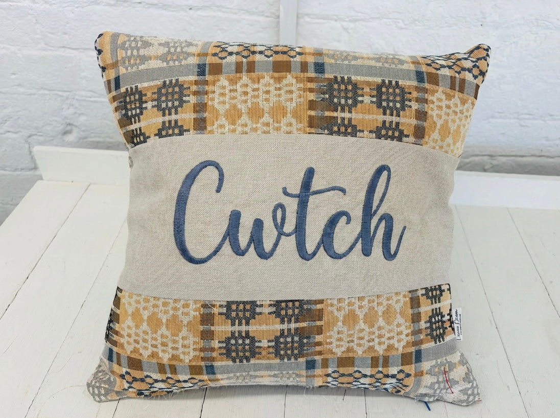 New Welsh Blanket Cushion. 16” Square Cwtch Cushion Personalised cushion