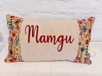 Floral Tapestry Mother’s Day  Personalised Cushion, Gift for Mum. Gift for Mamgu, Personalised Mothers Gift