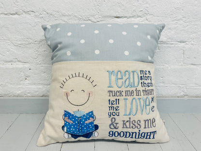 Little Boy Children's Reading Book Cushion.