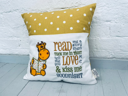 Giraffe Children's Reading book Cushion.