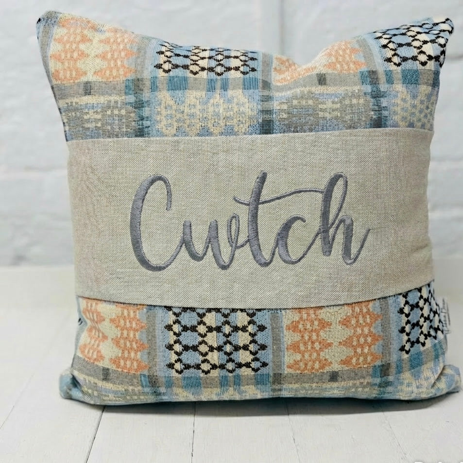 New Welsh Blanket Cushion. 16” Square Cwtch Cushion Personalised cushion