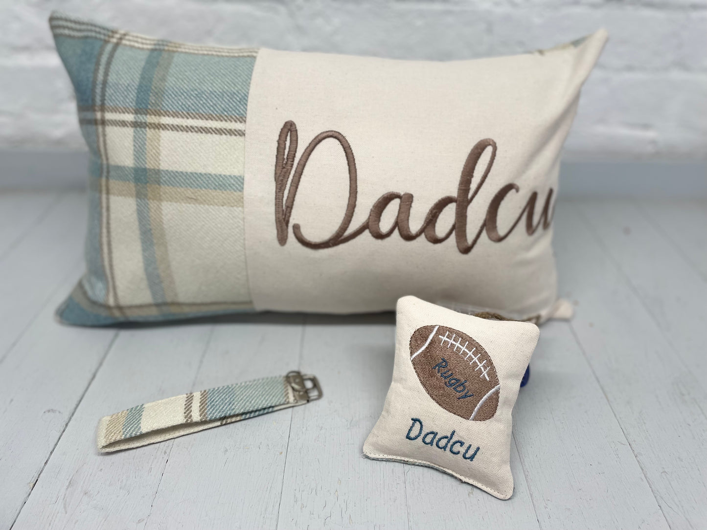 Cwtch long cushion. Wool touch fabric cushion