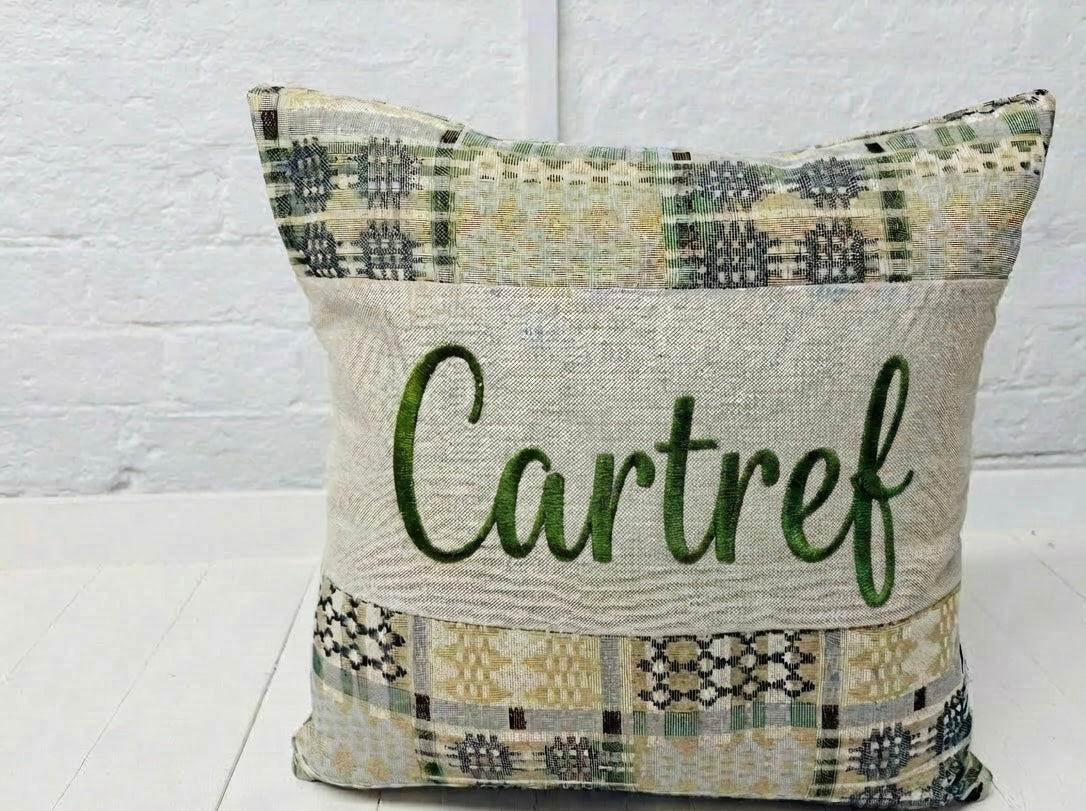New Welsh Blanket Cushion. 16” Square Cwtch Cushion Personalised cushion