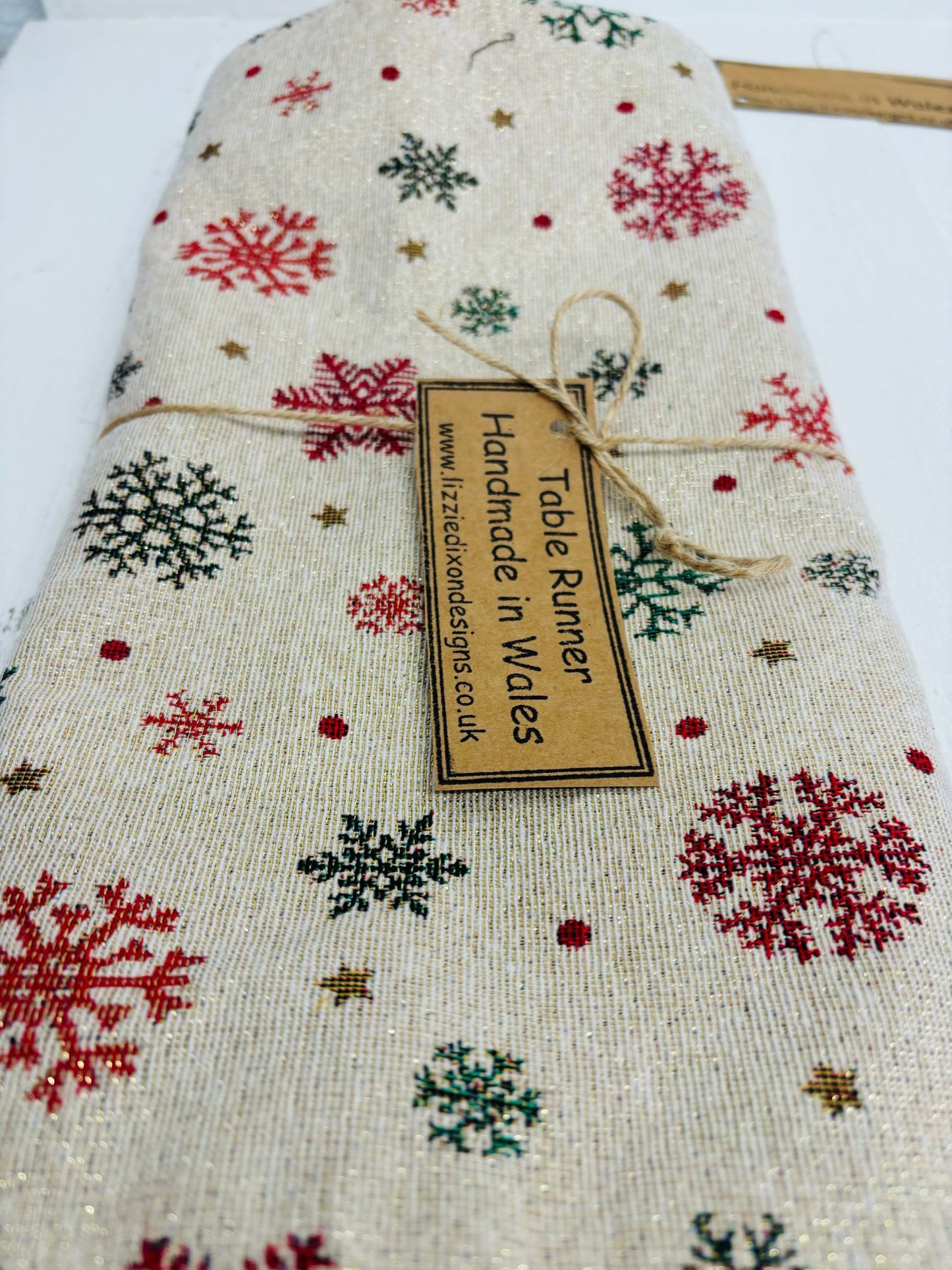 Christmas Table Runner-Gold Snowflake