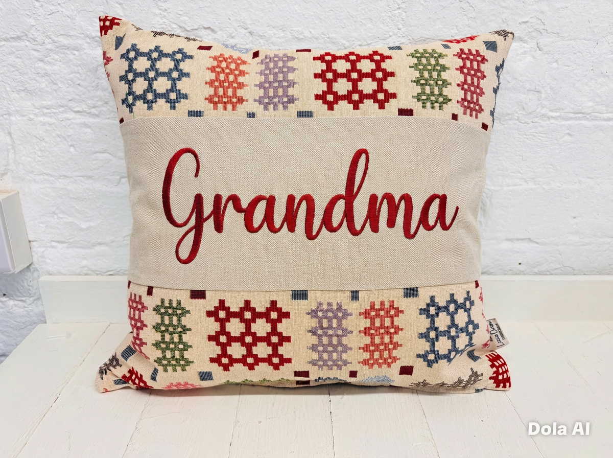 Welsh Blanket Mother's Day Gift, Personalised Cushion, Gift for Mum.