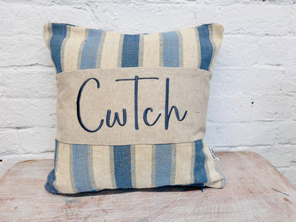 Blue and cream -Cwtch Cushion Square (limited edition)