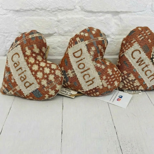 Vintage Cross Lavender Heart -Welsh Blanket style Heart
