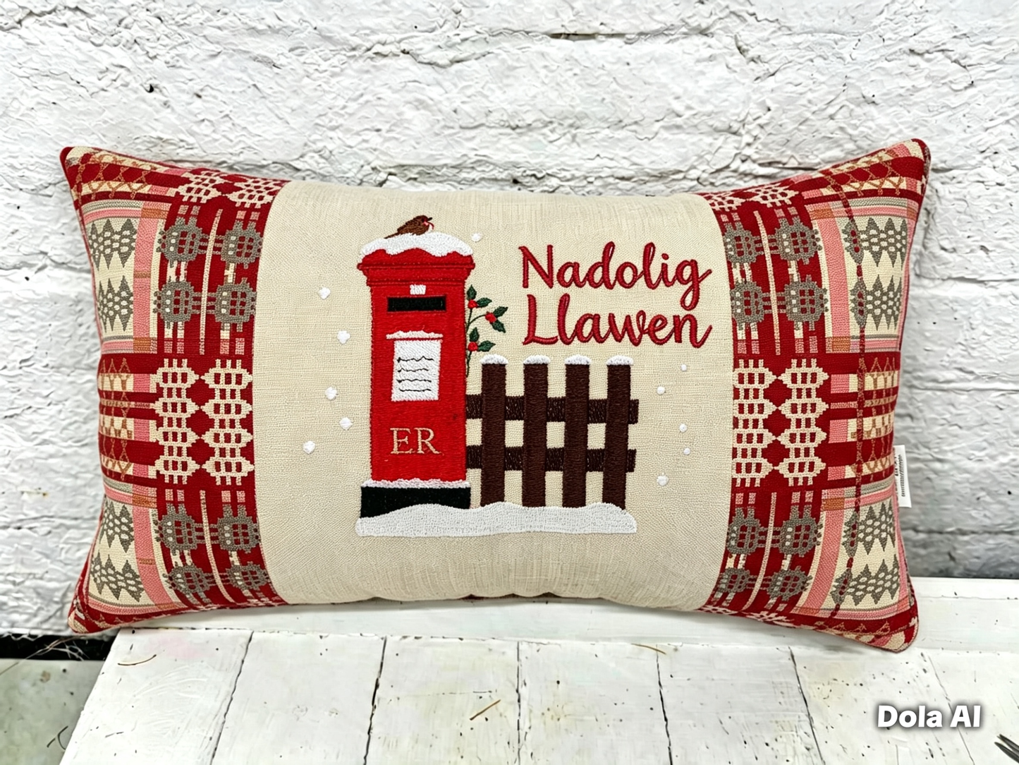 Post Box Nadolig llawen Red Welsh Blanket
