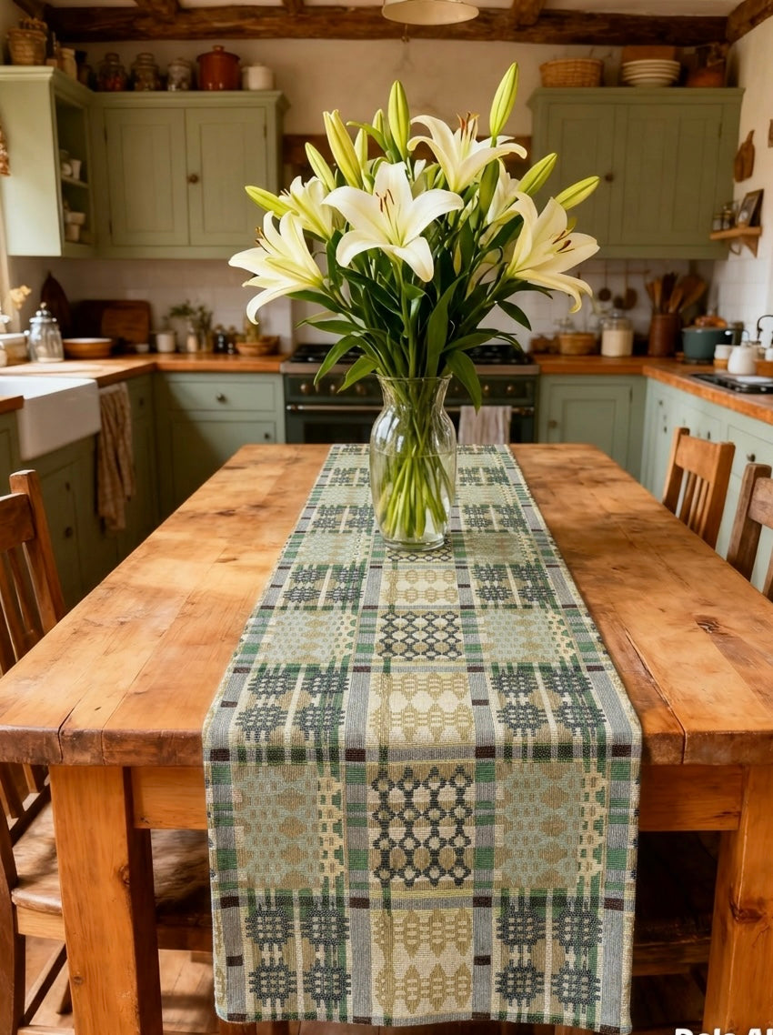 New Welsh Blanket Pastel Colours Table runner -Tapestry Table Runner