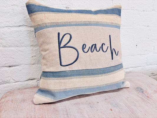 Beach Cushion - Blue and cream - Square (limited Edition)