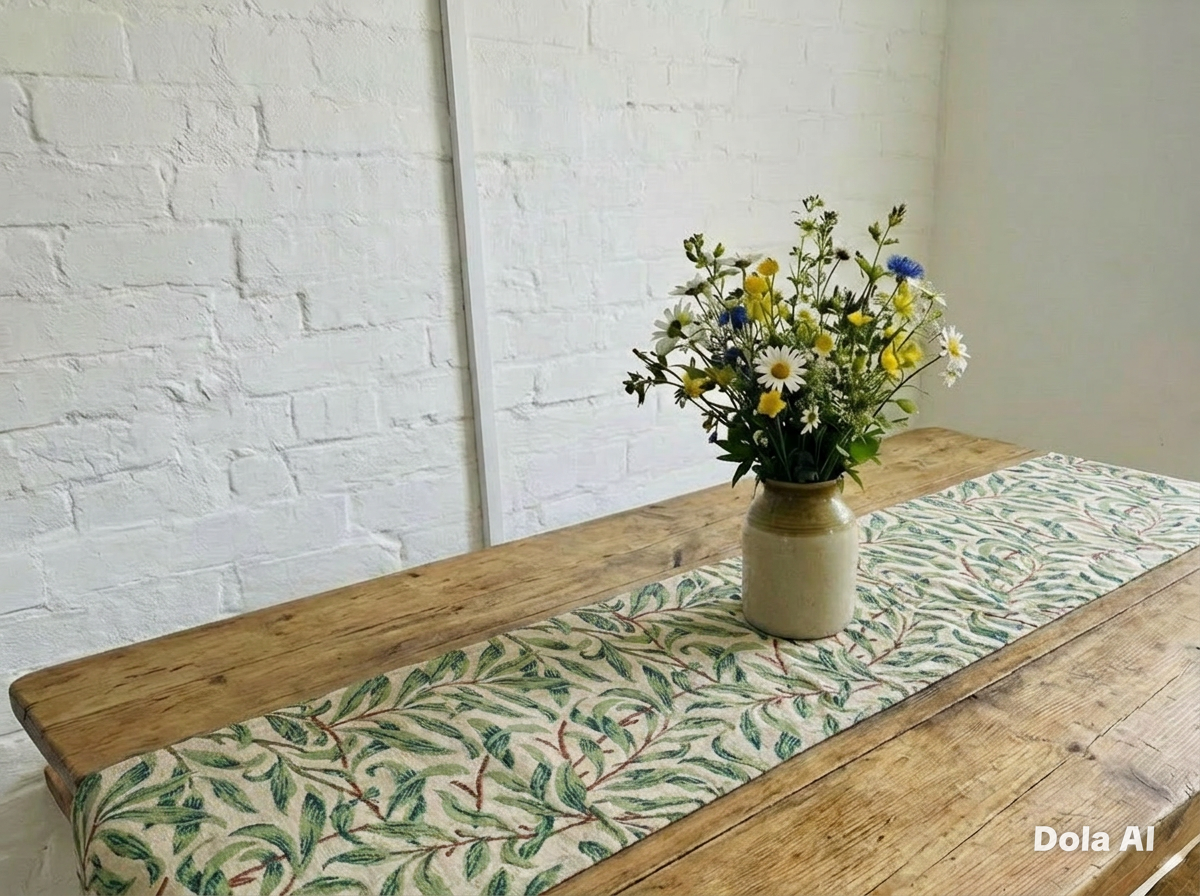 William Morris Willow Bough fabric Table Runner.