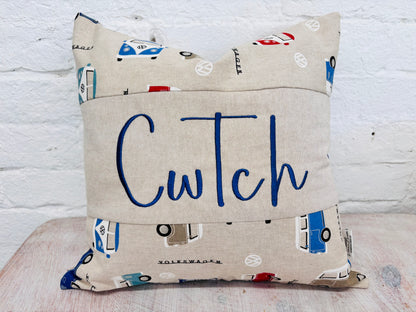 VW Camper Van - Embroidered  Square Cushion