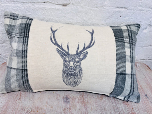 Stag Cushion- Grey Wool Long Cushion
