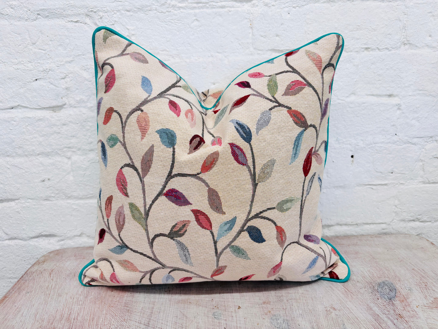 Piped Cushion- Beaufort vine leaf Tapestry Cushion.