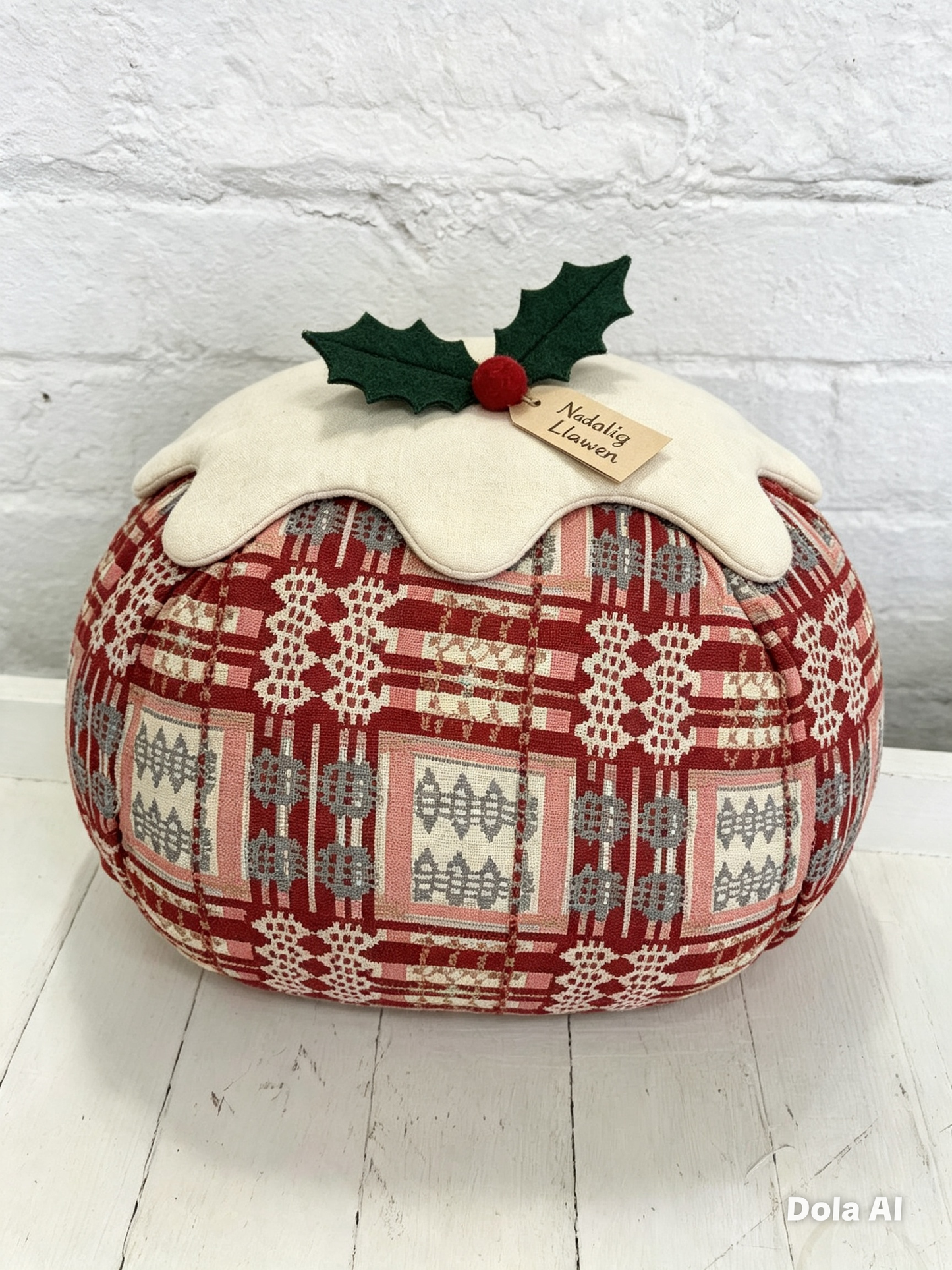 Christmas Stocking- Red Welsh Blanket Design -Nadolig Llawen- Merry Christmas  or Personalised Stocking