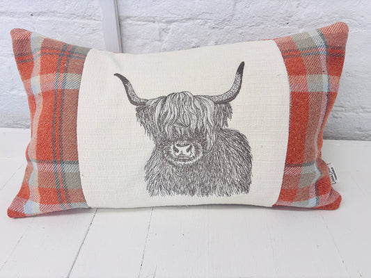 Highland Cow Cushion-Autumnal wool