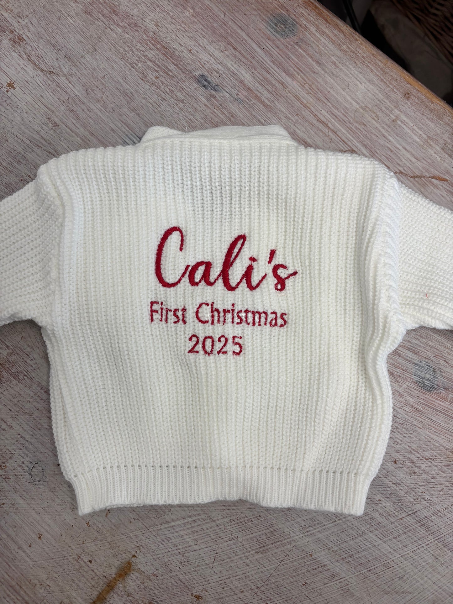 White Baby’s first Christmas Cardigan