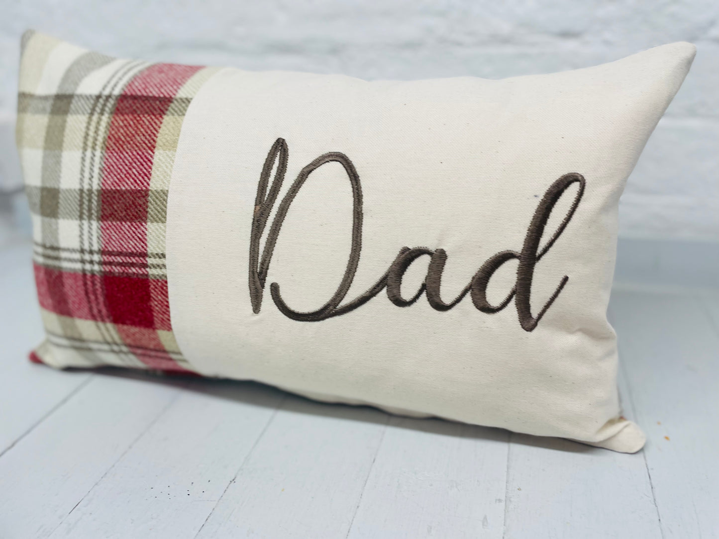 Cwtch long cushion. Wool touch fabric cushion