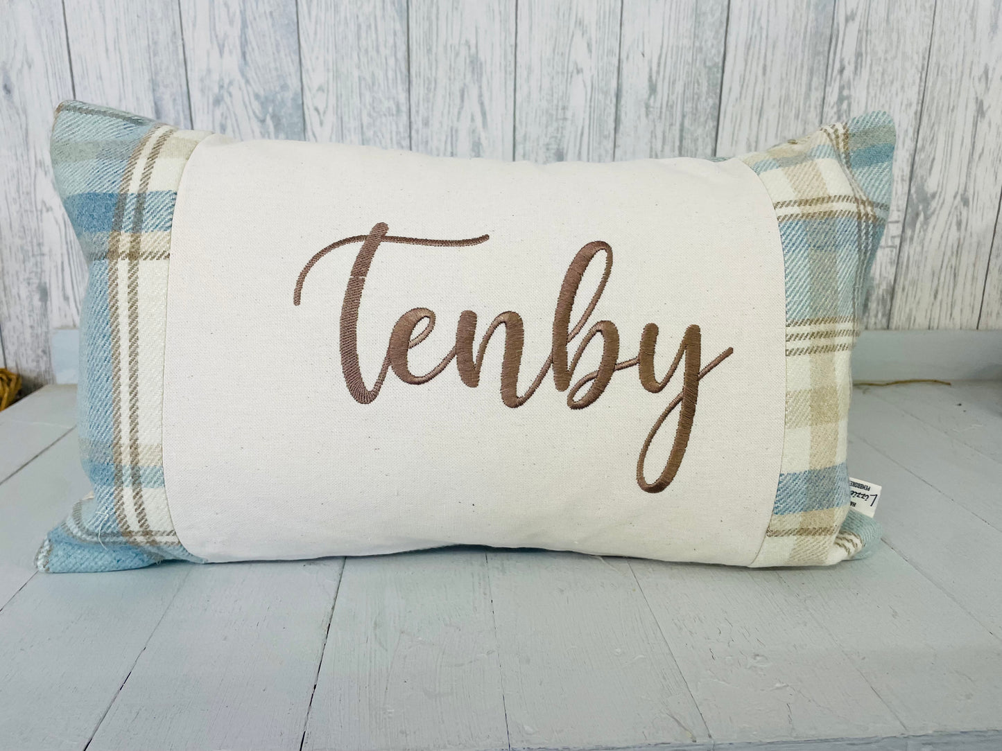 Cwtch long cushion. Wool touch fabric cushion