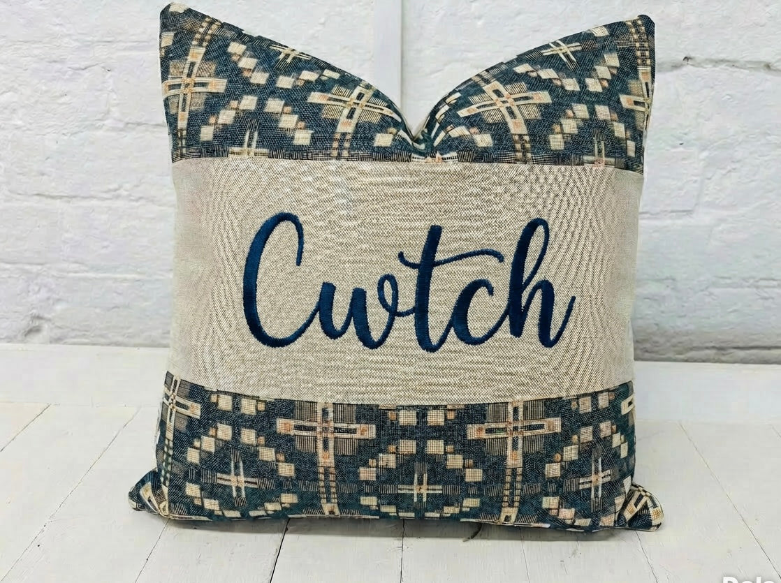 Vintage Cross Welsh Blanket Square Cushion-Personalised Cushion- Quote  Cushion