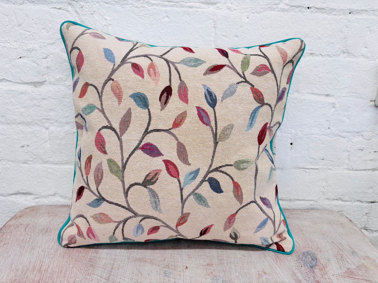 Piped Cushion- Beaufort vine leaf Tapestry Cushion.