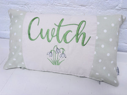 Snowdrop Embroidered Cartref Cushion