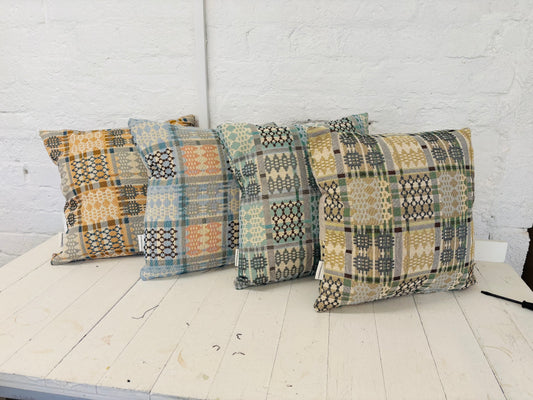 New Pastel Colours Welsh Blanket Cushion- Plain Cushion